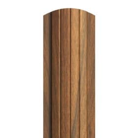 Евроштакетник полукруглый 110 мм (толщина 0,5 мм), SteelArt (РФ), односторонний, Орех 3D, обратная сторона серая, нф